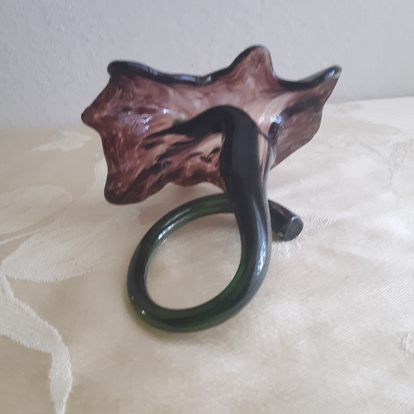 Deep Dark Purple Blown Glass Flower Sculpture USA - Picture 5 of 10